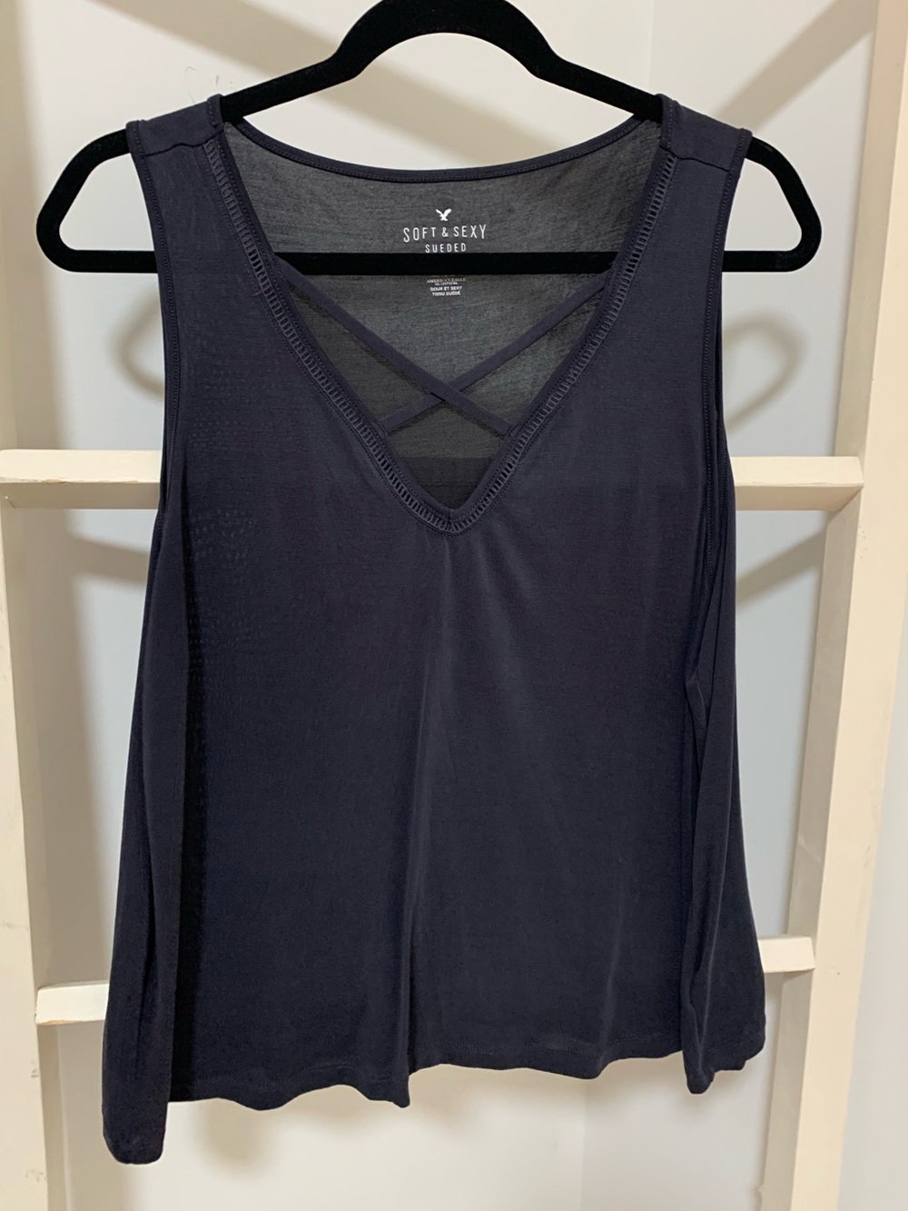 American Eagle Outfitters Black Crisscross V-Neck Tank